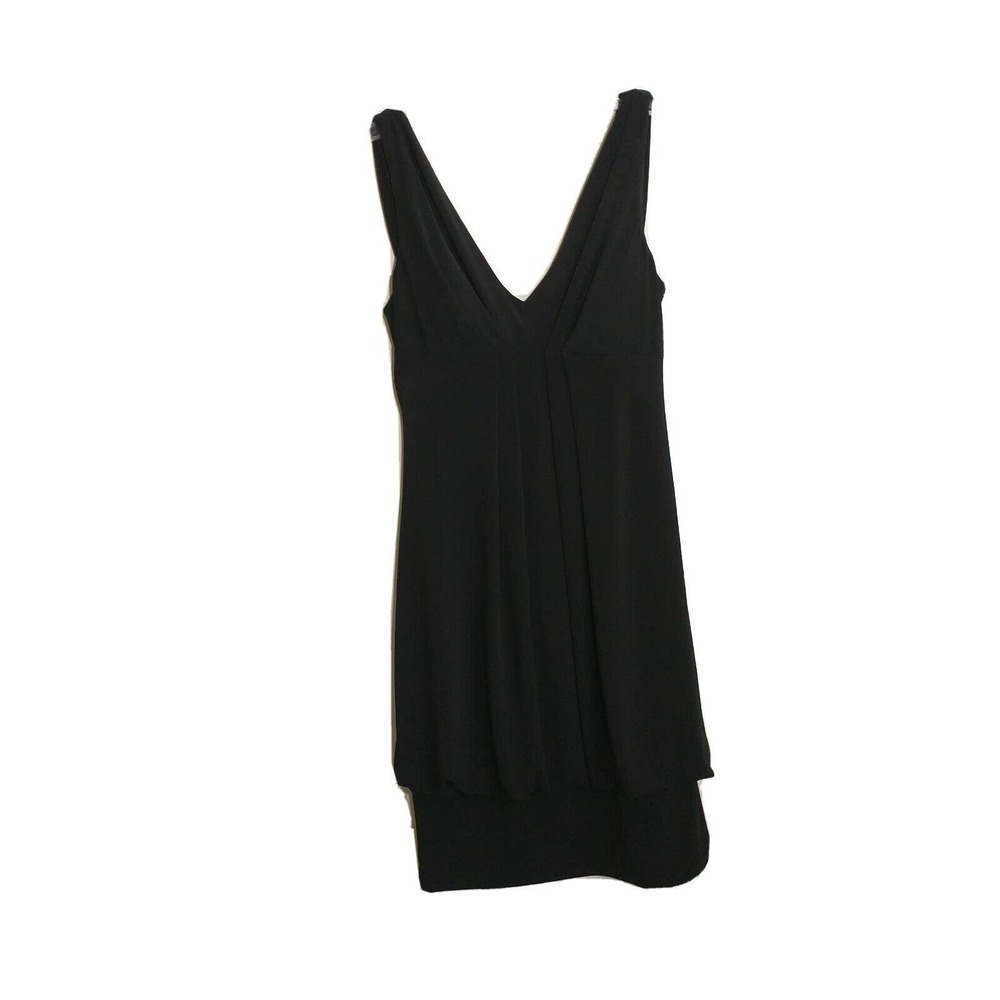 Eliza J New York Black Tulip Hem V-Neck Waterfall Back Sleeveless Dress sz 4